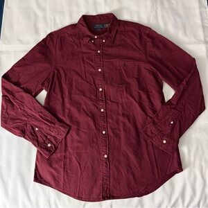 Polo Ralph Lauren Slim Fit Burgunday Long Sleeve Button Down Shirt